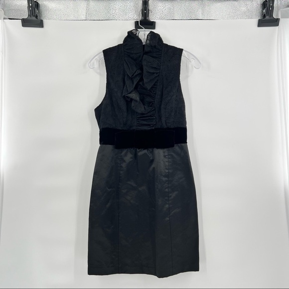 Frock Tracy Reese black ruffle collar seude belt sleeveless dress 4 - Picture 7 of 12